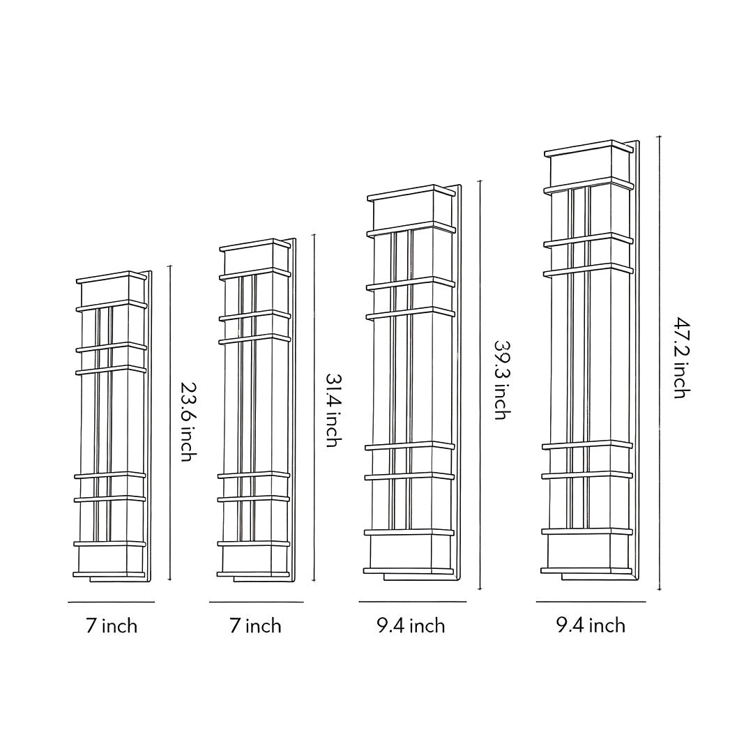 Retro Black Outdoor Wall Sconce Galvanized Steel Acrylic IP65 CRI80 4 Heights 700LM 840LM Garden Villa Yard