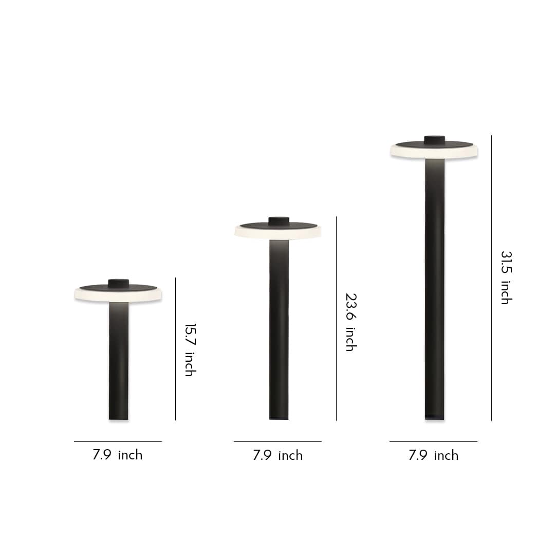 Modern Outdoor LED Path Light Disc Head Aluminum Hardwired Black White 3 Heights | NordaLight
