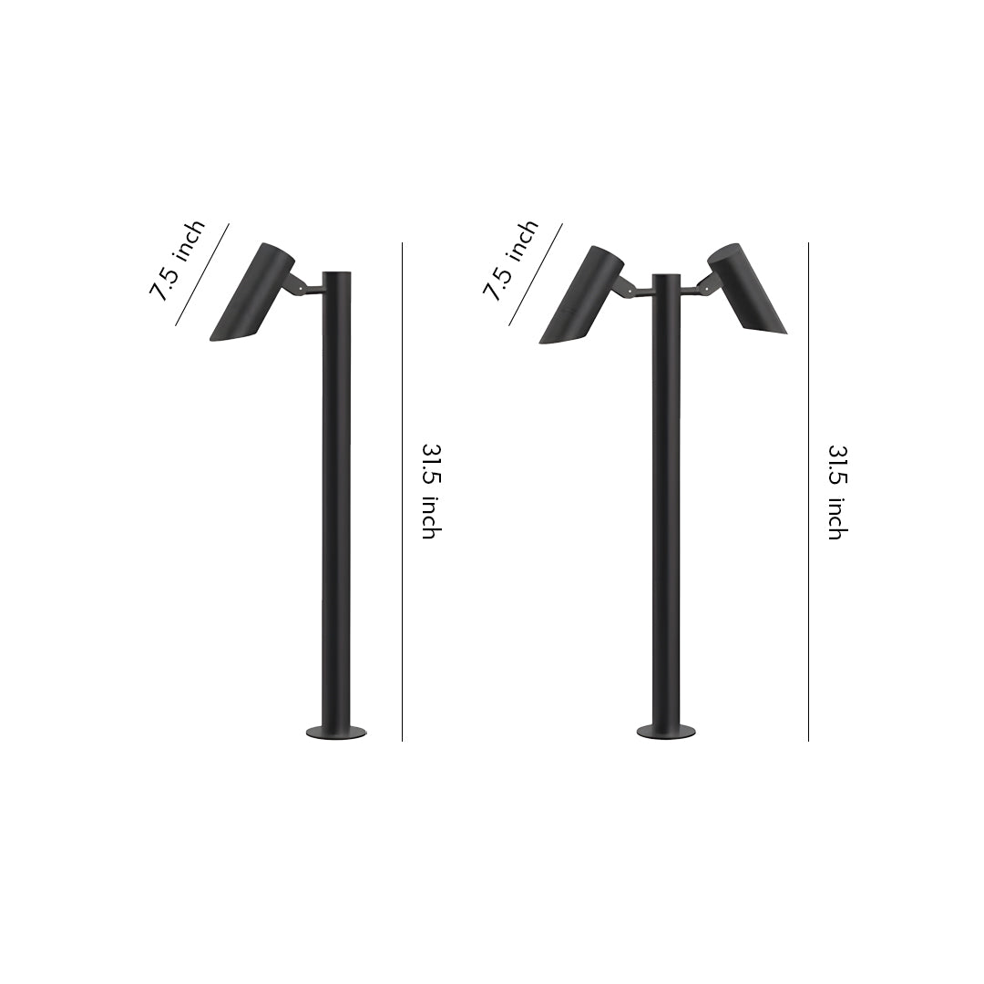 Modern Outdoor LED Path Light Single Double Head Die-Cast Aluminum Black 31.5 Inch