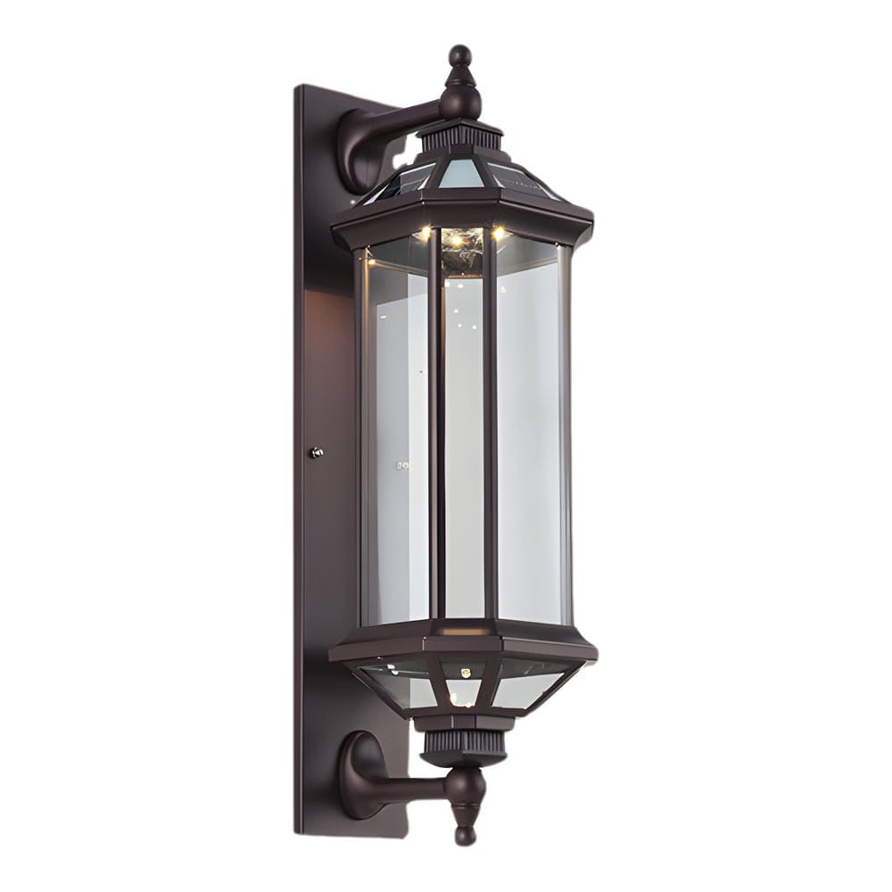 Retro Solar Outdoor Wall Lantern Die-Cast Aluminum Ribbed Glass E27 3CCT Coffee Remote Control IP54 | NordaLight