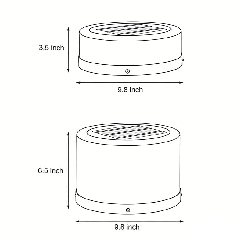 Modern Round Stainless Steel PC Solar Outdoor Pillar Light Black White IP54 Dusk to Dawn 2 Heights Courtyard Villa | NordaLight
