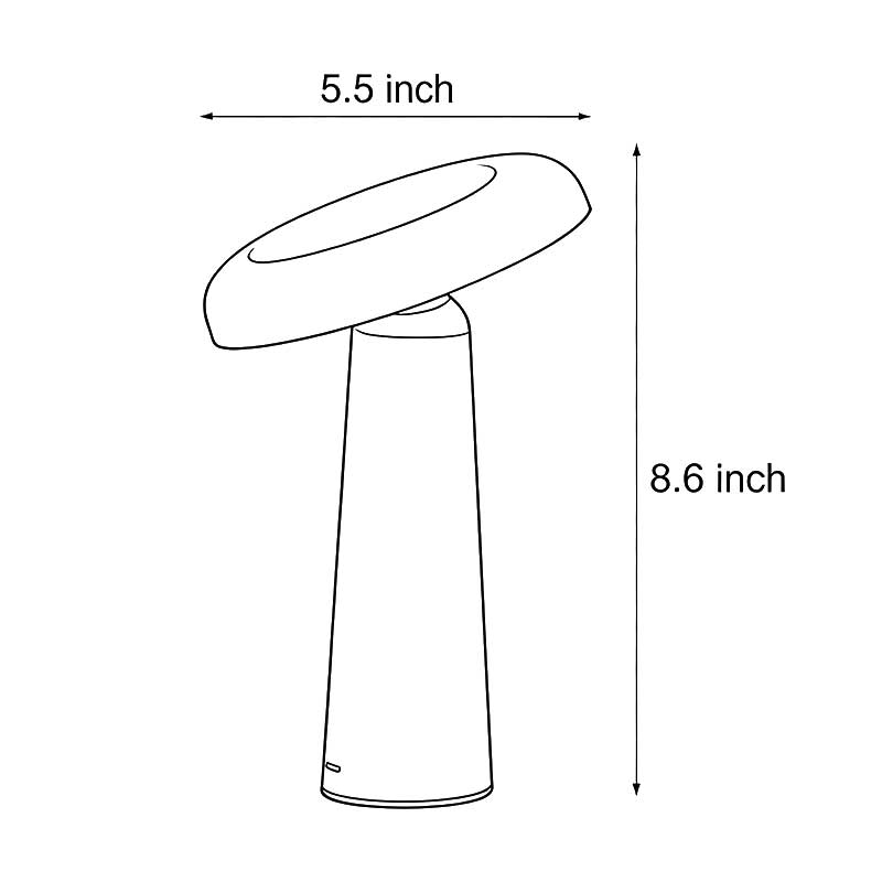 Mushroom Tiltable Touch Dimming Table Lamp Rechargeable White Black Yellow