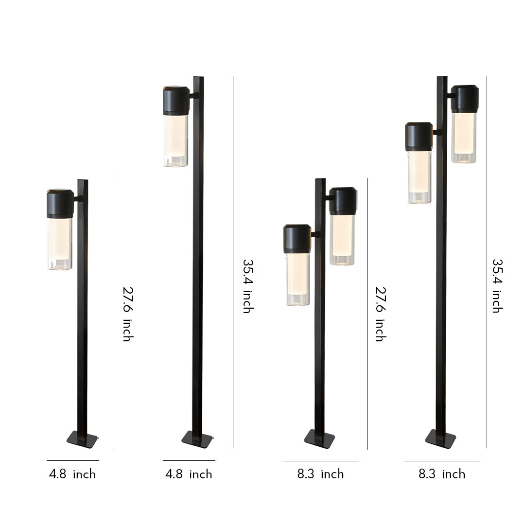 Contemporary Path Light Single Double Head Black Aluminum Glass CRI90 IP65 DC24V 2 Heights