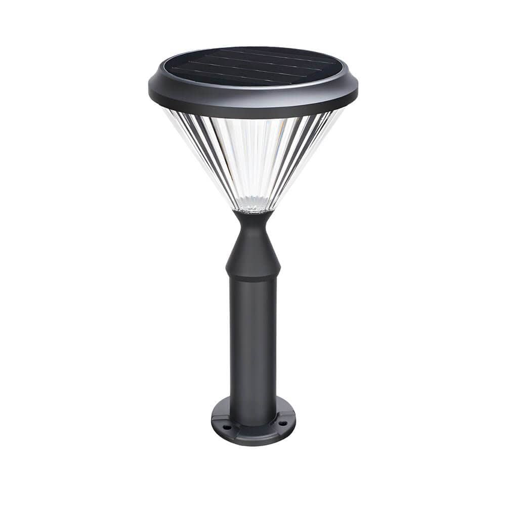 Modern Tapered Solar LED Post Light Waterproof Outdoor Pathway Landscape Lighting Black Aluminum PC IP65 | NordaLight