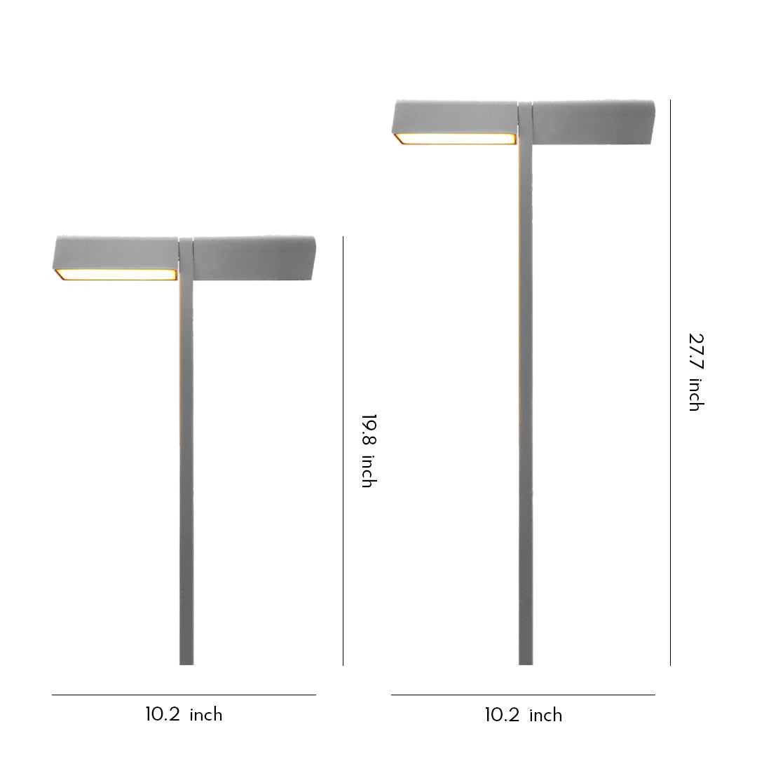 Modern Outdoor LED Pathway Light Dual Head Aluminum Gray Black 19.8 27.7 Inch