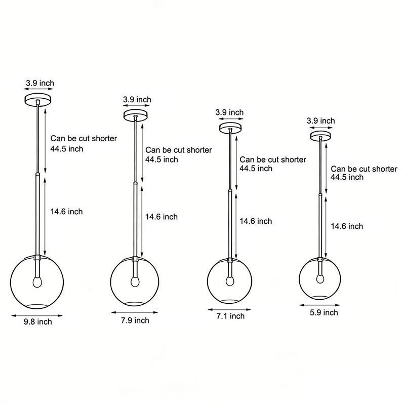 Nordic Clear Glass Globe Pendant Light with Gold Iron Hardware