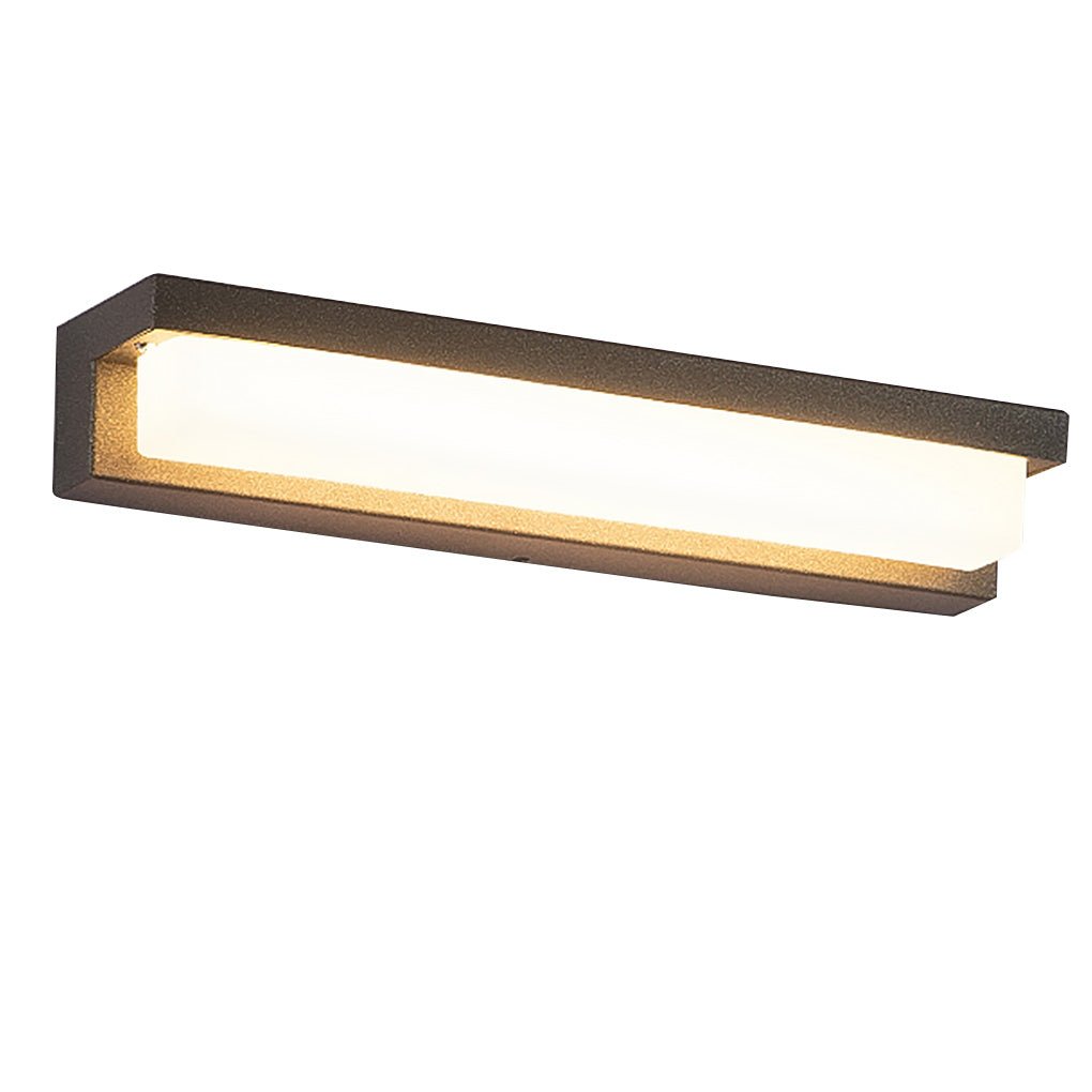 Modern Gray Horizontal Down-Light LED Wall Sconce Stainless Steel Aluminum PC Solar or Hardwired IP54 2 Sizes Courtyard Villa