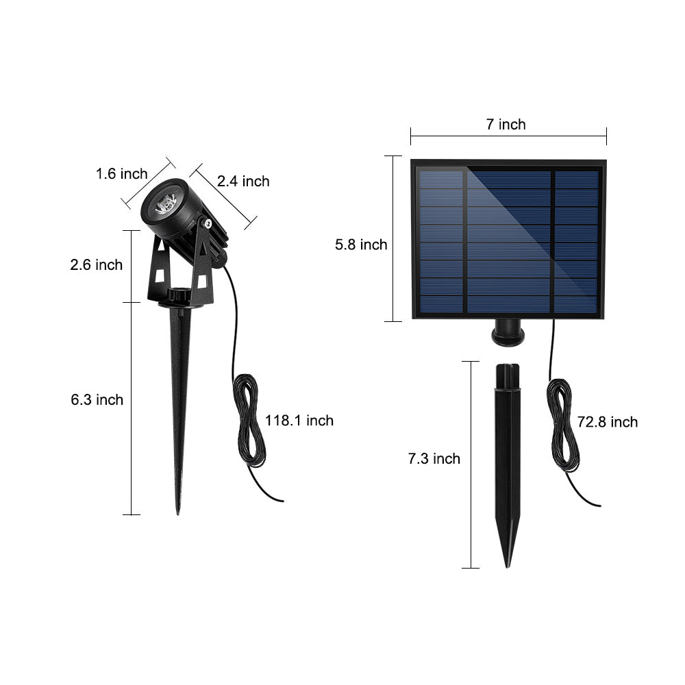 Solar Landscape Spotlight 2-Light 4-Light 270° Adjustable Die-Cast Aluminum Dual CCT IP54 Dusk-to-Dawn