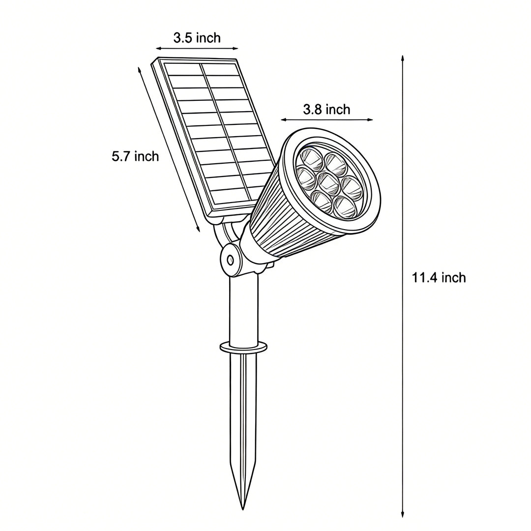 Solar Powered Outdoor Spotlight ABS 7W 490LM Warm White RGB IP65 4400mAh Landscape