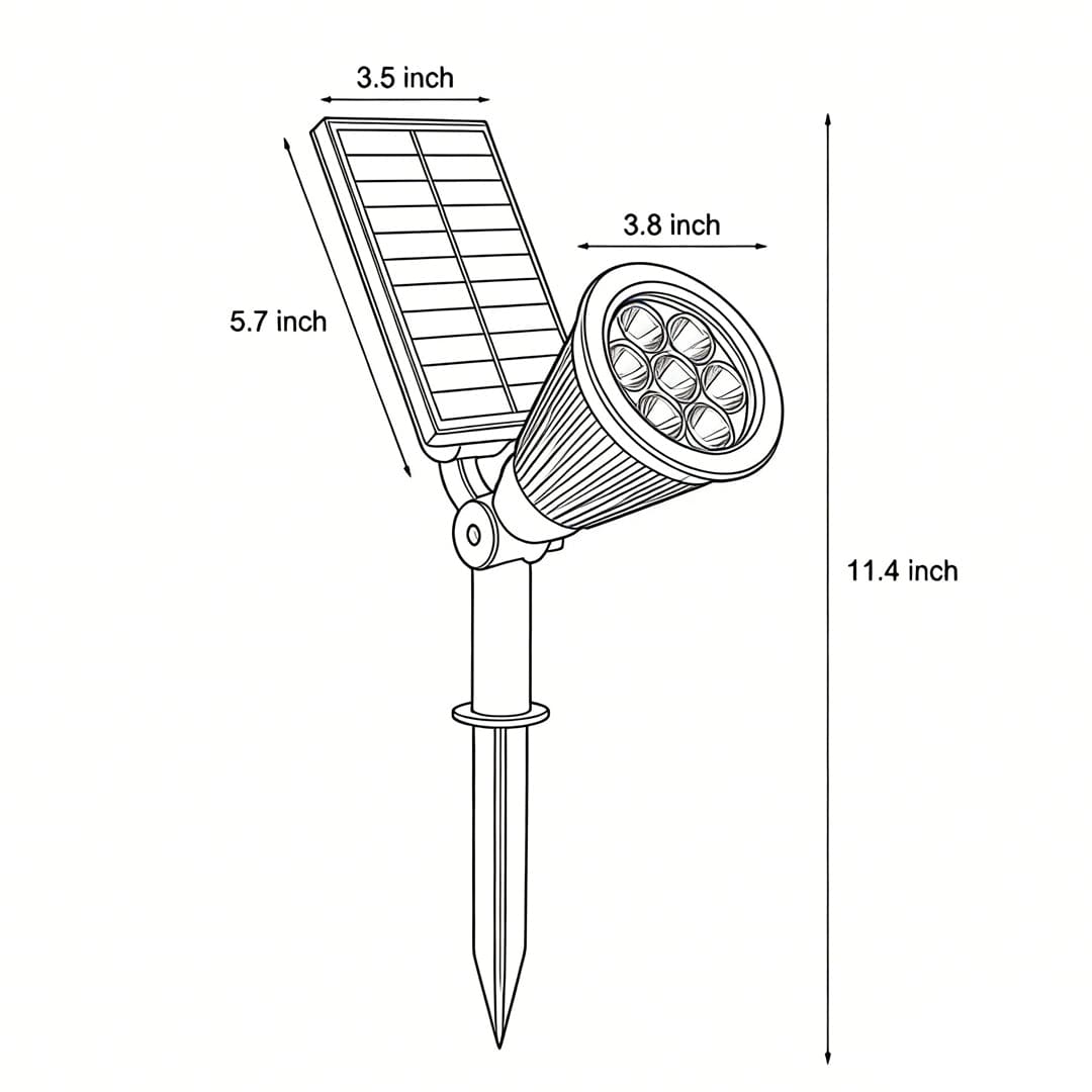 Solar Powered Outdoor Spotlight ABS 7W 490LM Warm White RGB IP65 4400mAh Landscape | NordaLight