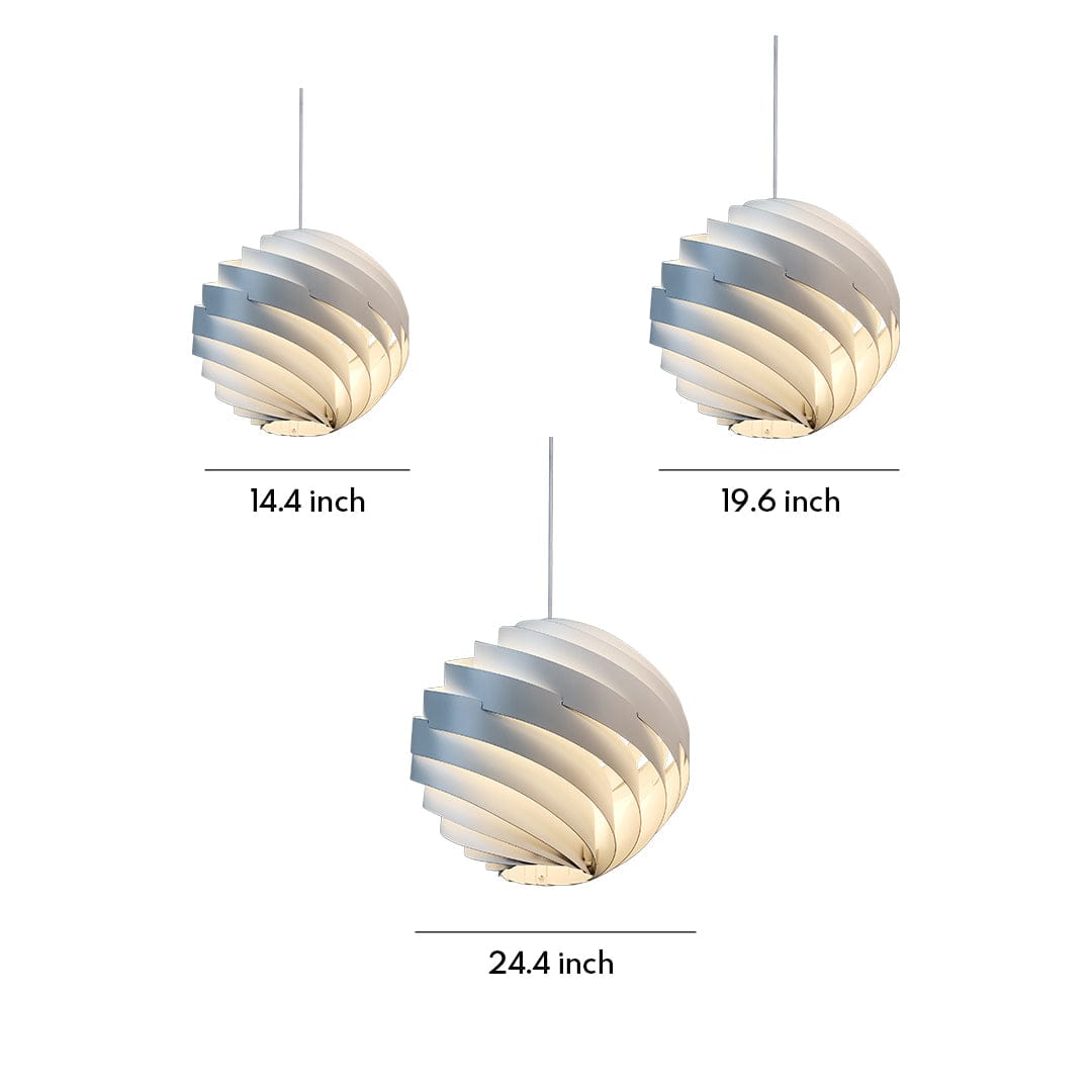 Swirl Pendant Light Nordic Art Turbine Aluminum LED 19W Warm White Matte White Bright White Silver 14 20 24 Inch | NordaLight