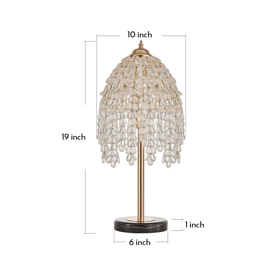 Gold Crystal Table Lamp European Luxury French Gold Hardware Frame Transparent Crystal Shade E12 Bedside 18.90 Inch