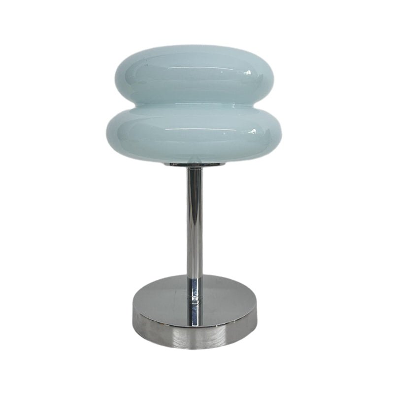 Modern Table Lamp Stacked Glass Burger Shape Chrome Base Warm White 3000K USB Powered Nordic Accent Orange Pink Blue Red Yellow White 11 Inch