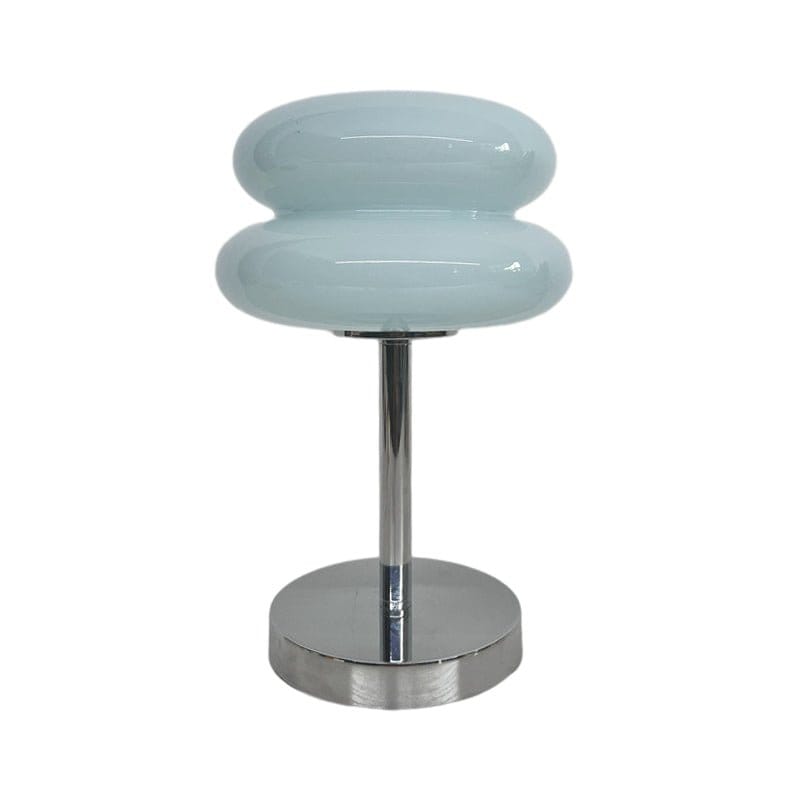 Modern Table Lamp Stacked Glass Burger Shape Chrome Base Warm White 3000K USB Powered Nordic Accent Orange Pink Blue Red Yellow White 11 Inch | NordaLight