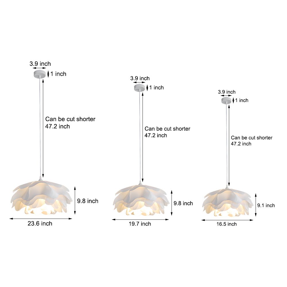 Multi-Layer Acrylic Flower Pendant Light in White Iron and Acrylic with 3-Step Colour Temperature in Three Sizes