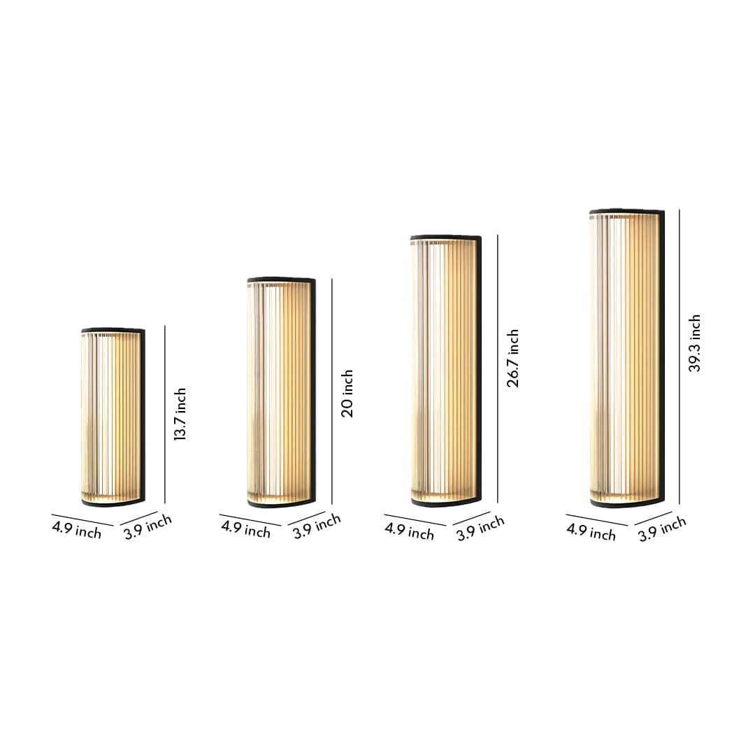 Vertical Fluted Stainless Steel LED Outdoor Wall Sconce IP65 Solar/Hardwired | NordaLight