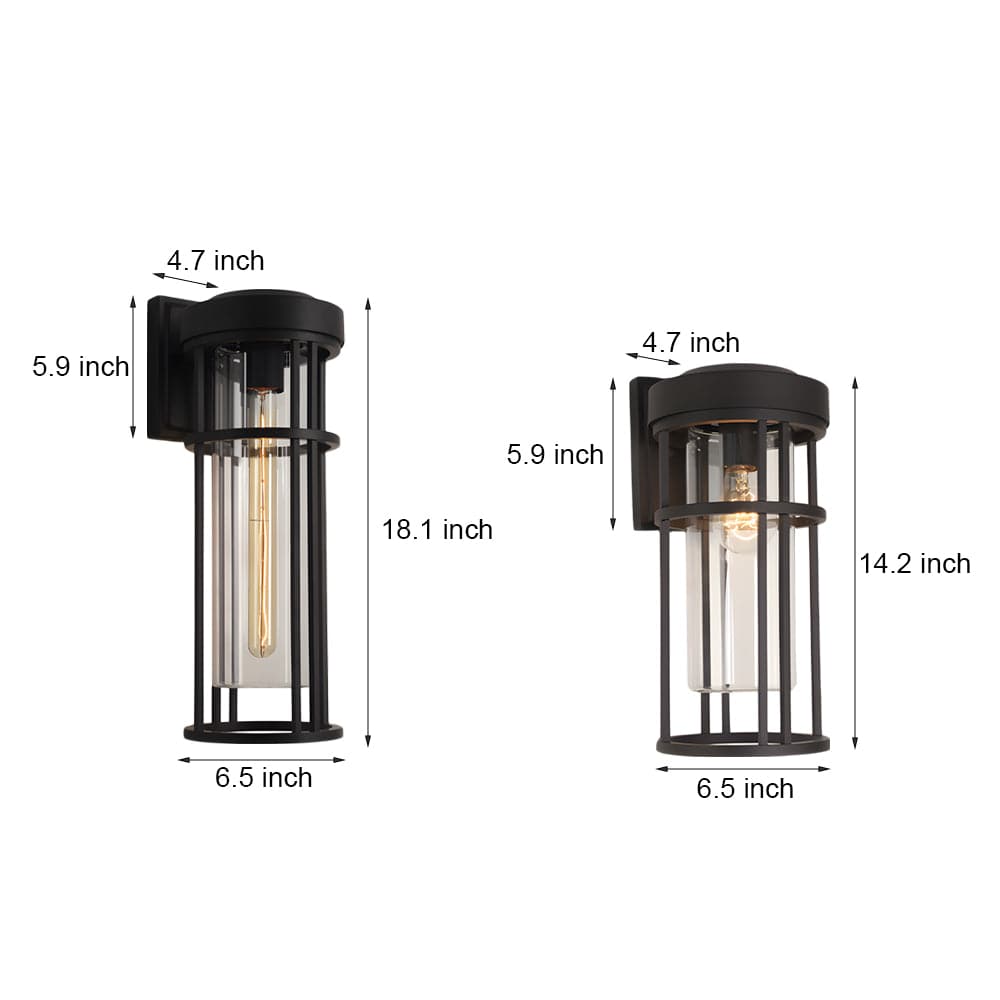 Black Aluminium Outdoor Wall Sconce Glass Lampshade E27 IP54 Nordic Style | NordaLight