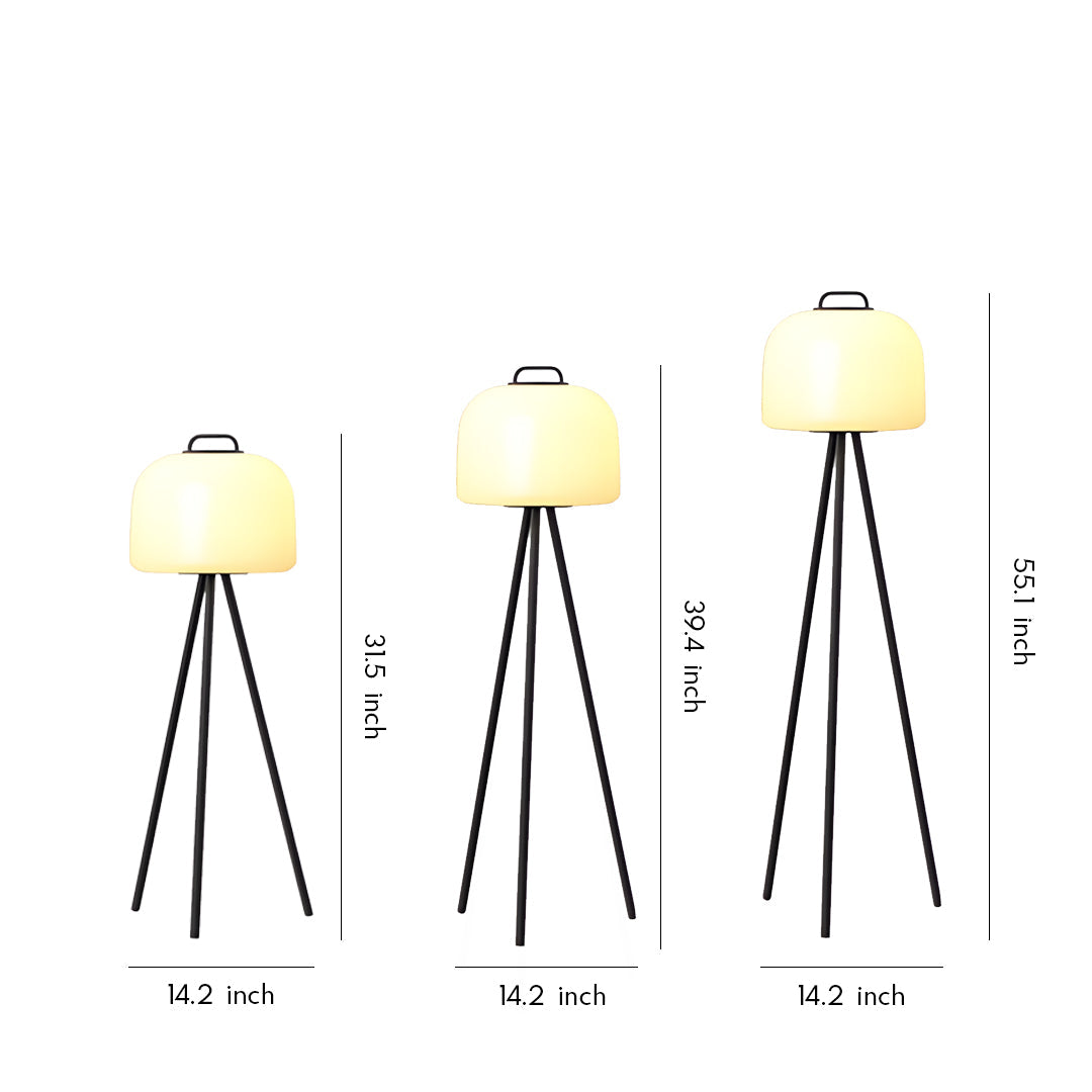 Tripod Stainless Steel PE Globe LED Outdoor Floor Lamp IP65 USB Rechargeable 3000K