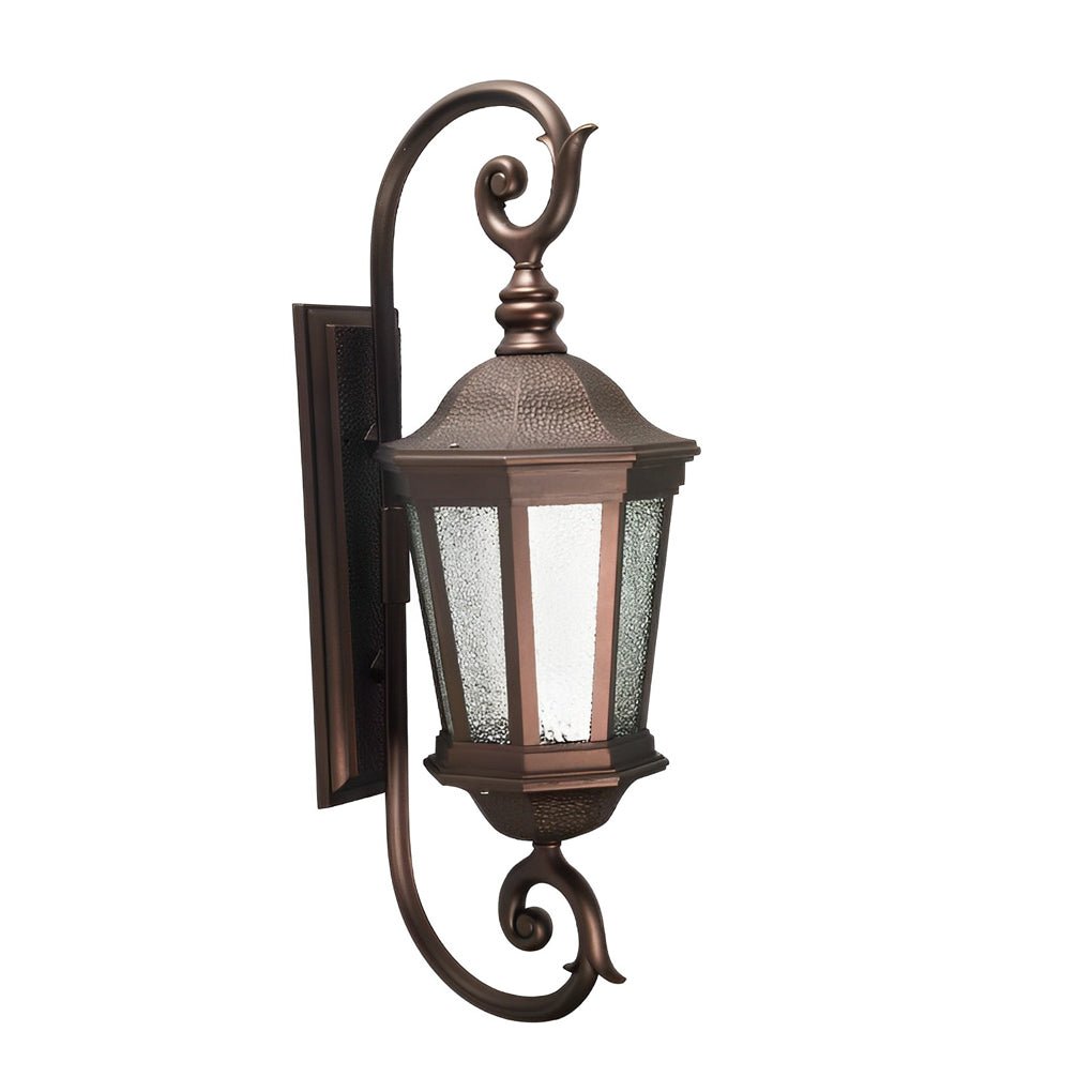 Retro European Outdoor Wall Sconce Brown Aluminum Glass E27 2 Sizes