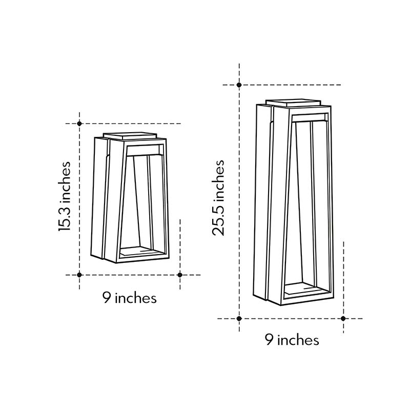Minimalist Trapezoid Solar Bollard Light 5W LED Warm White Outdoor IP54 2 Heights