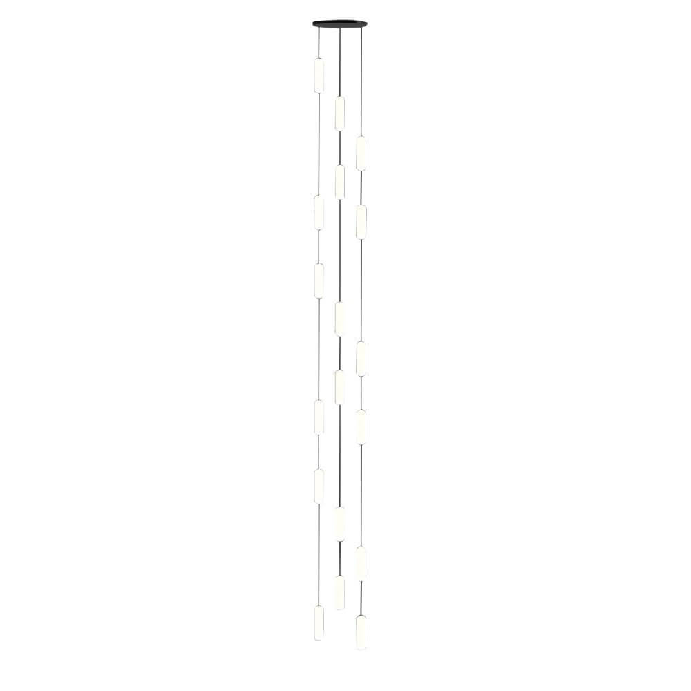 Staircase Chandelier Iron Black Frosted White PE Cylinder Tube Integrated LED Modern 3-Step Colour Temperature Round or Long Canopy Eight Configurations 2-Light to 18-Light