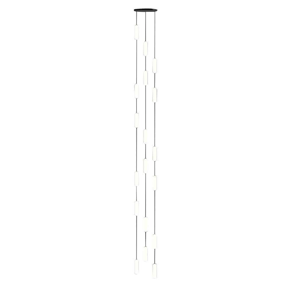 Staircase Chandelier Iron Black Frosted White PE Cylinder Tube Integrated LED Modern 3-Step Colour Temperature Round or Long Canopy Eight Configurations 2-Light to 18-Light | NordaLight