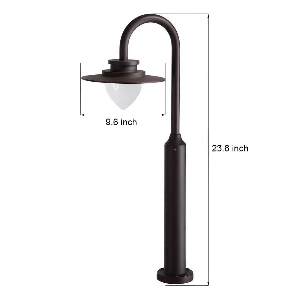 Modern Outdoor LED Lawn Post Light Arc Arm Die-Cast Aluminum COB 8W 23.6 Inch