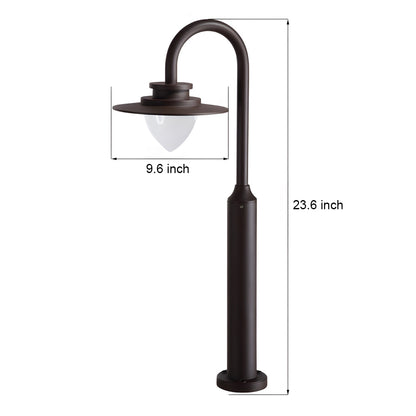 Modern Outdoor LED Lawn Post Light Arc Arm Die-Cast Aluminum COB 8W 23.6 Inch