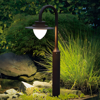 Modern Outdoor LED Lawn Post Light Arc Arm Die-Cast Aluminum COB 8W 23.6 Inch