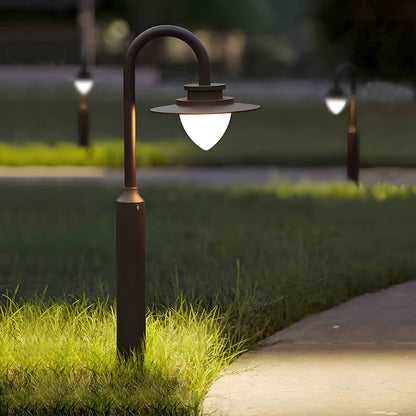 Modern Outdoor LED Lawn Post Light Arc Arm Die-Cast Aluminum COB 8W 23.6 Inch