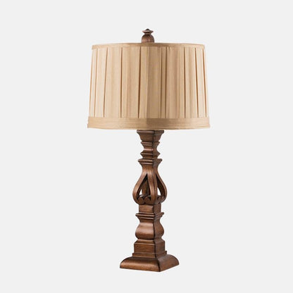 Antique Rustic Tower Resin Table Lamp Striped Linen Drum Shade E26 E27 Two Sizes