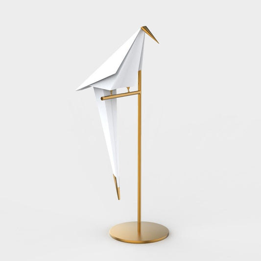 Origami Bird Table Lamp Swaying LED Brass Mid-Century Sculptural Accent 33 Inch Glowing Shade