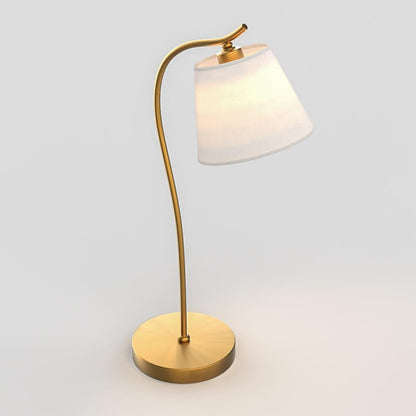 Modern Table Lamp Gooseneck Flexible Neck Linen Cone Shade Gold Copper E26 E27 Desk Bedside Home Office 21 Inch