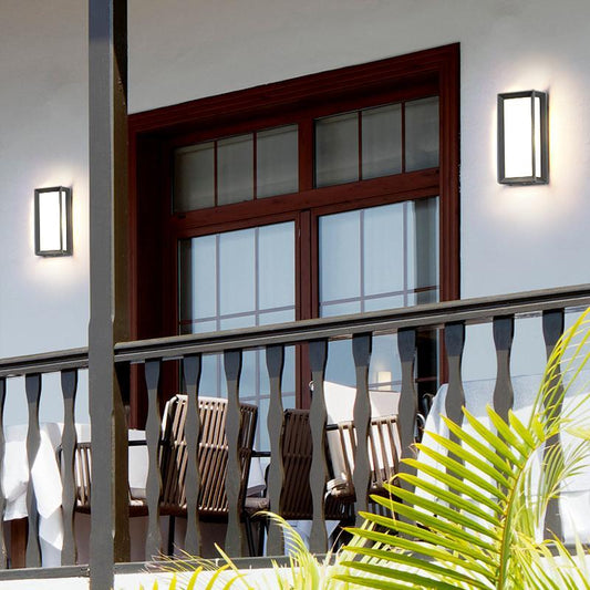 Industrial Rectangular Outdoor Wall Sconce PMMA Aluminum LED 12W Black or White