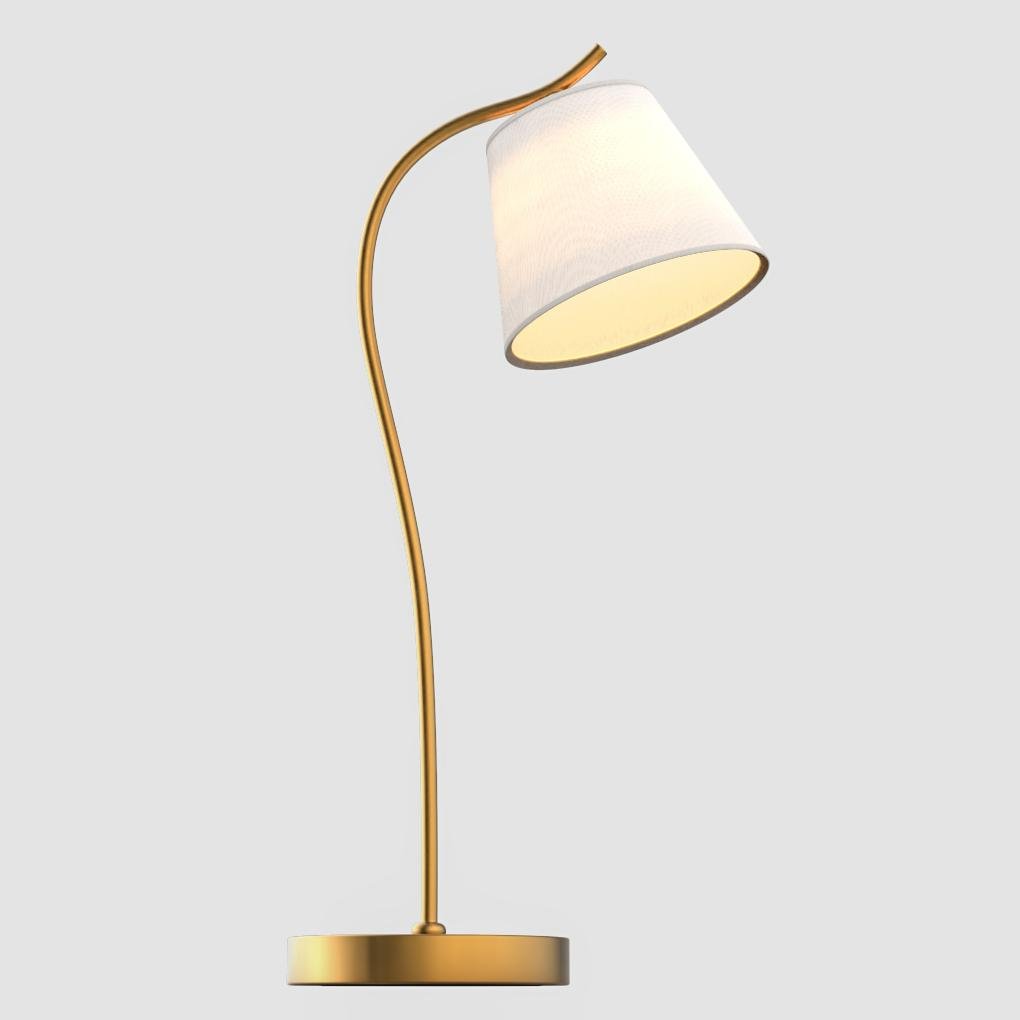 Modern Table Lamp Gooseneck Flexible Neck Linen Cone Shade Gold Copper E26 E27 Desk Bedside Home Office 21 Inch