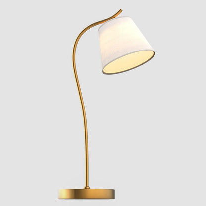 Modern Table Lamp Gooseneck Flexible Neck Linen Cone Shade Gold Copper E26 E27 Desk Bedside Home Office 21 Inch