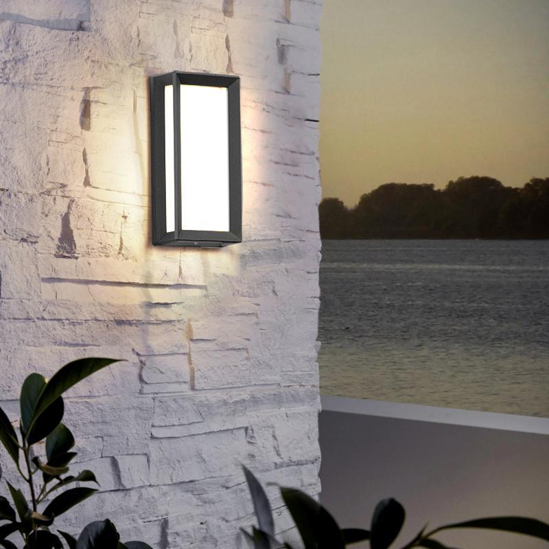 Industrial Rectangular Outdoor Wall Sconce PMMA Aluminum LED 12W Black or White