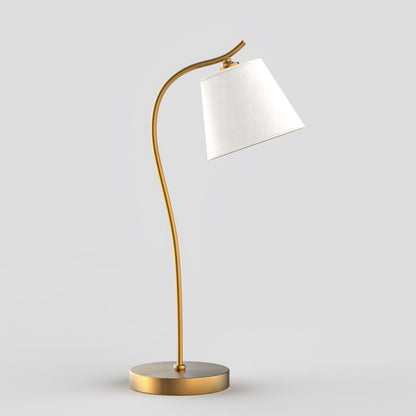Modern Table Lamp Gooseneck Flexible Neck Linen Cone Shade Gold Copper E26 E27 Desk Bedside Home Office 21 Inch