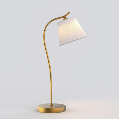 Modern Table Lamp Gooseneck Flexible Neck Linen Cone Shade Gold Copper E26 E27 Desk Bedside Home Office 21 Inch
