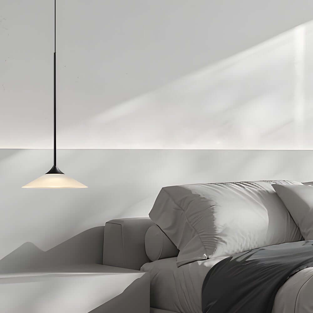 Modern Black Aluminium White Acrylic Cone LED Pendant Light 5W 3000K Minimalist Indoor