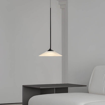 Modern Black Aluminium White Acrylic Cone LED Pendant Light 5W 3000K Minimalist Indoor