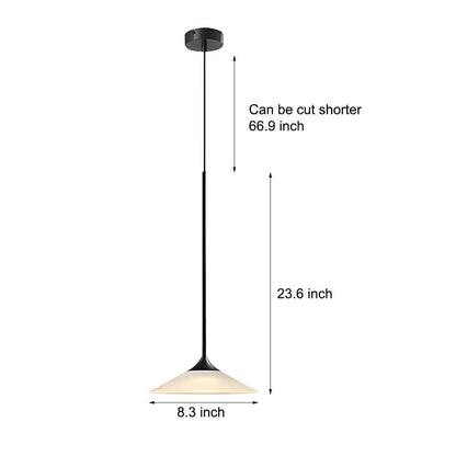 Modern Black Aluminium White Acrylic Cone LED Pendant Light 5W 3000K Minimalist Indoor