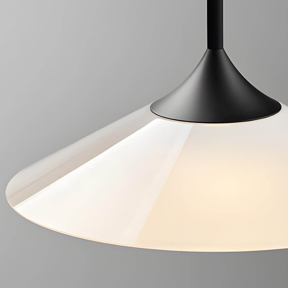 Modern Black Aluminium White Acrylic Cone LED Pendant Light 5W 3000K Minimalist Indoor