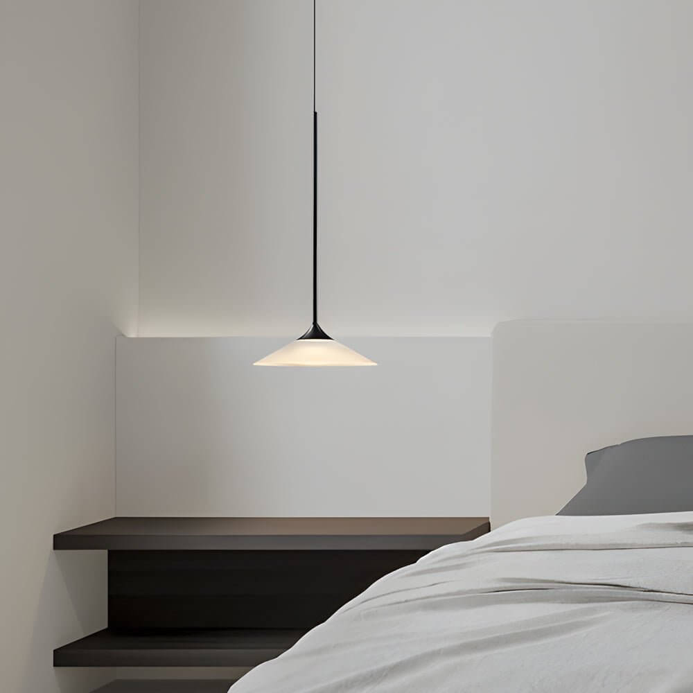 Modern Black Aluminium White Acrylic Cone LED Pendant Light 5W 3000K Minimalist Indoor