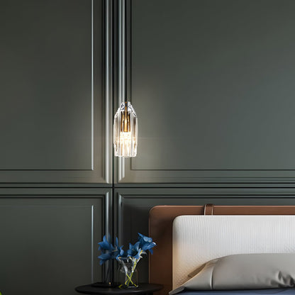 Faceted Crystal Geometric Pendant Light with Brass Hardware