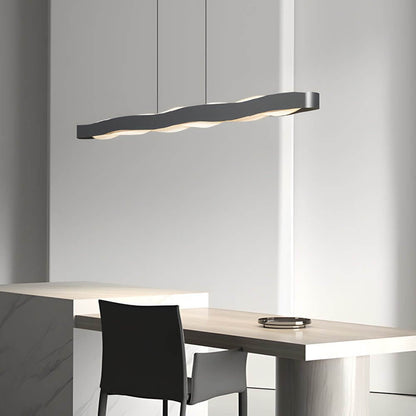 Modern Black Wavy Linear LED Pendant Light Chandelier Dining Room Kitchen Island Living Room