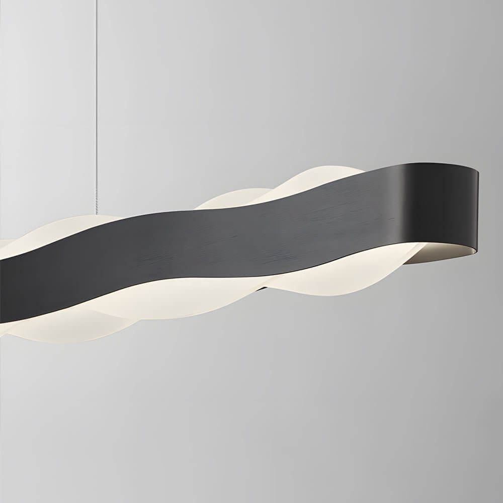 Modern Black Wavy Linear LED Pendant Light Chandelier Dining Room Kitchen Island Living Room