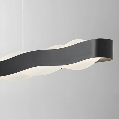 Modern Black Wavy Linear LED Pendant Light Chandelier Dining Room Kitchen Island Living Room