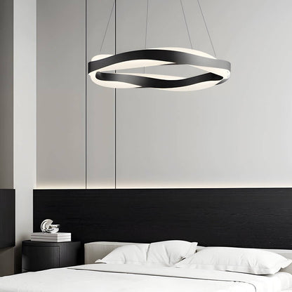 Modern Black Wavy Linear LED Pendant Light Chandelier Dining Room Kitchen Island Living Room