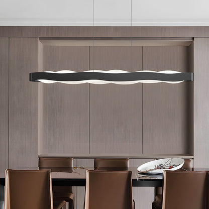 Modern Black Wavy Linear LED Pendant Light Chandelier Dining Room Kitchen Island Living Room